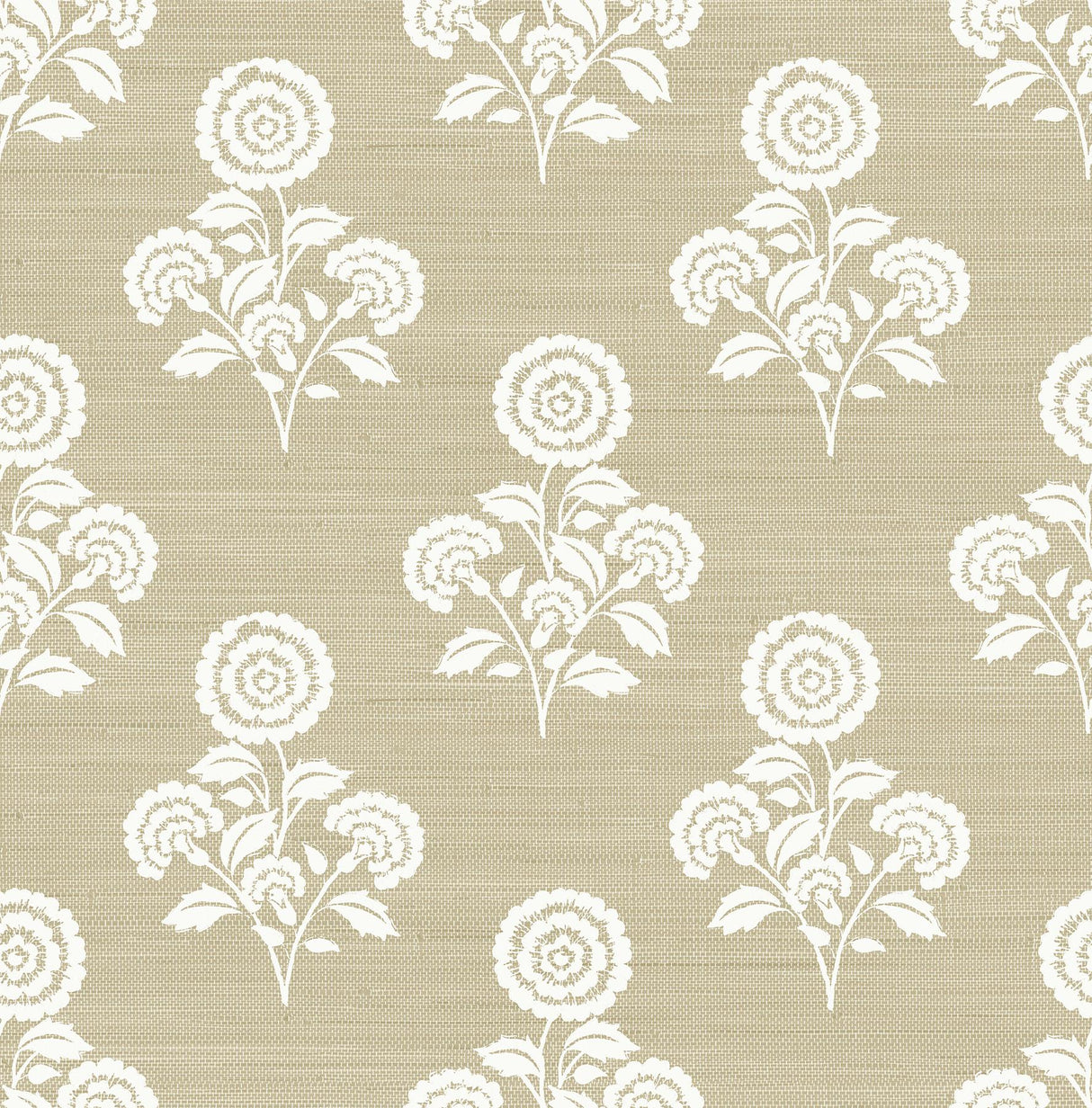 York Flourish Block Print Wheat Faux Grasscloth Peel & Stick Wallpaper