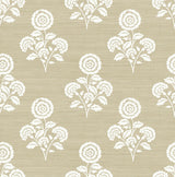 York Flourish Block Print Wheat Faux Grasscloth Peel & Stick Wallpaper