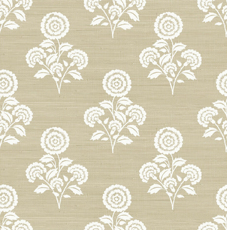 York Flourish Block Print Wheat Faux Grasscloth Peel & Stick Wallpaper