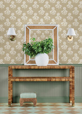 York Flourish Block Print Wheat Faux Grasscloth Peel & Stick Wallpaper