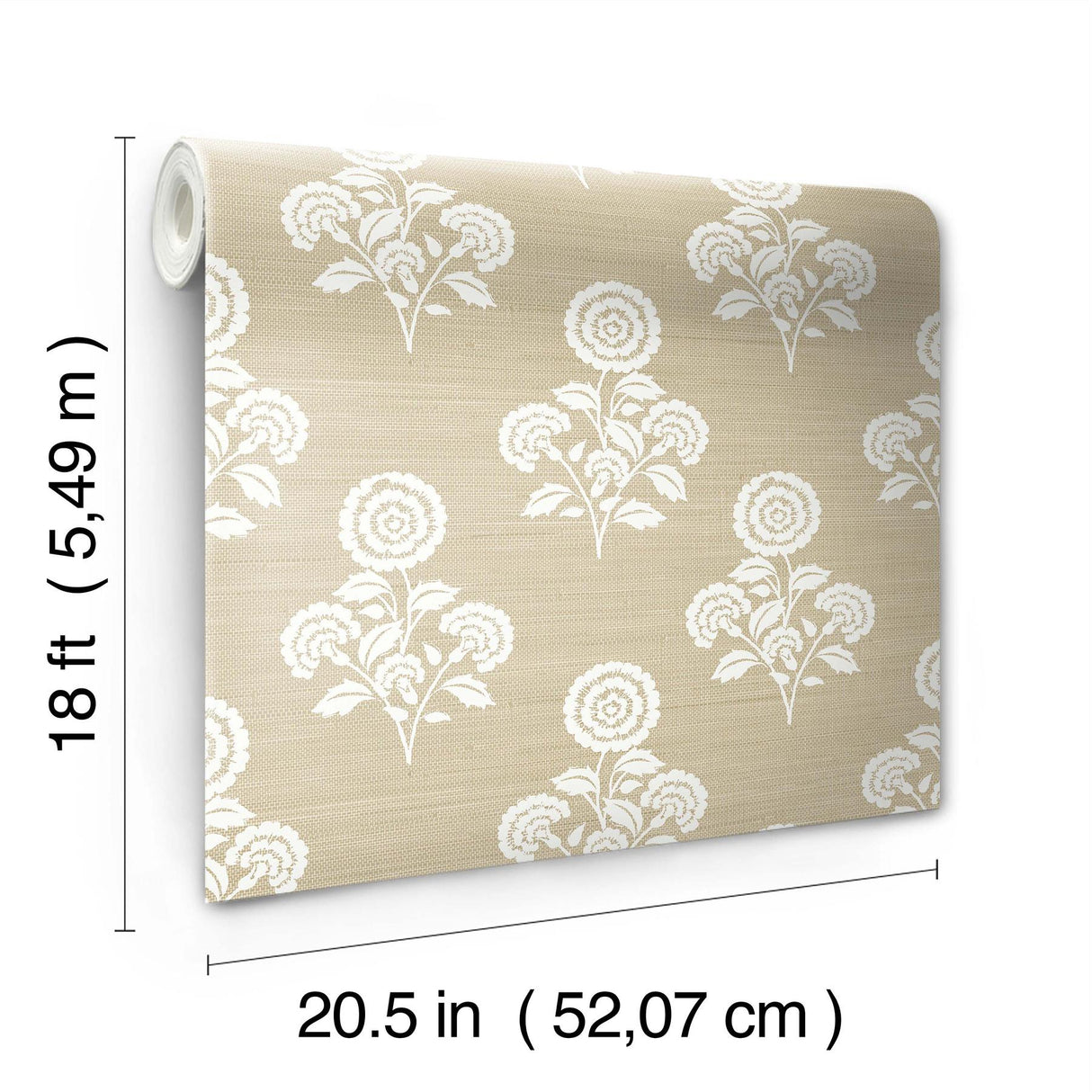 York Flourish Block Print Wheat Faux Grasscloth Peel & Stick Wallpaper