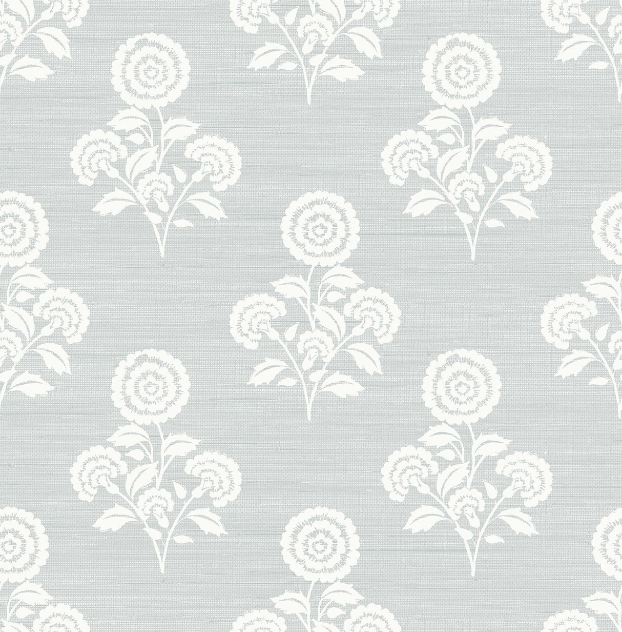 York Flourish Block Print Whisper Blue Faux Grasscloth Peel & Stick Wallpaper