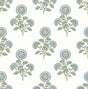 York Flourish Block Print Blue and Green Multi Peel & Stick Wallpaper