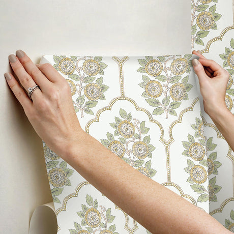 York Floral Bazaar Ochre Peel & Stick Wallpaper