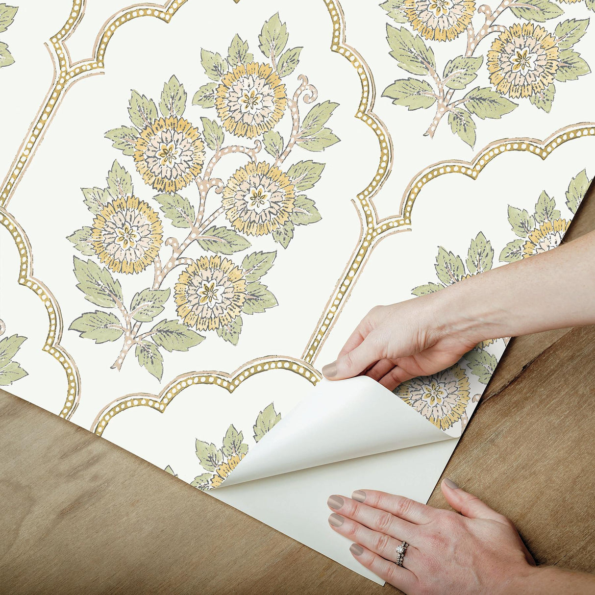 York Floral Bazaar Ochre Peel & Stick Wallpaper