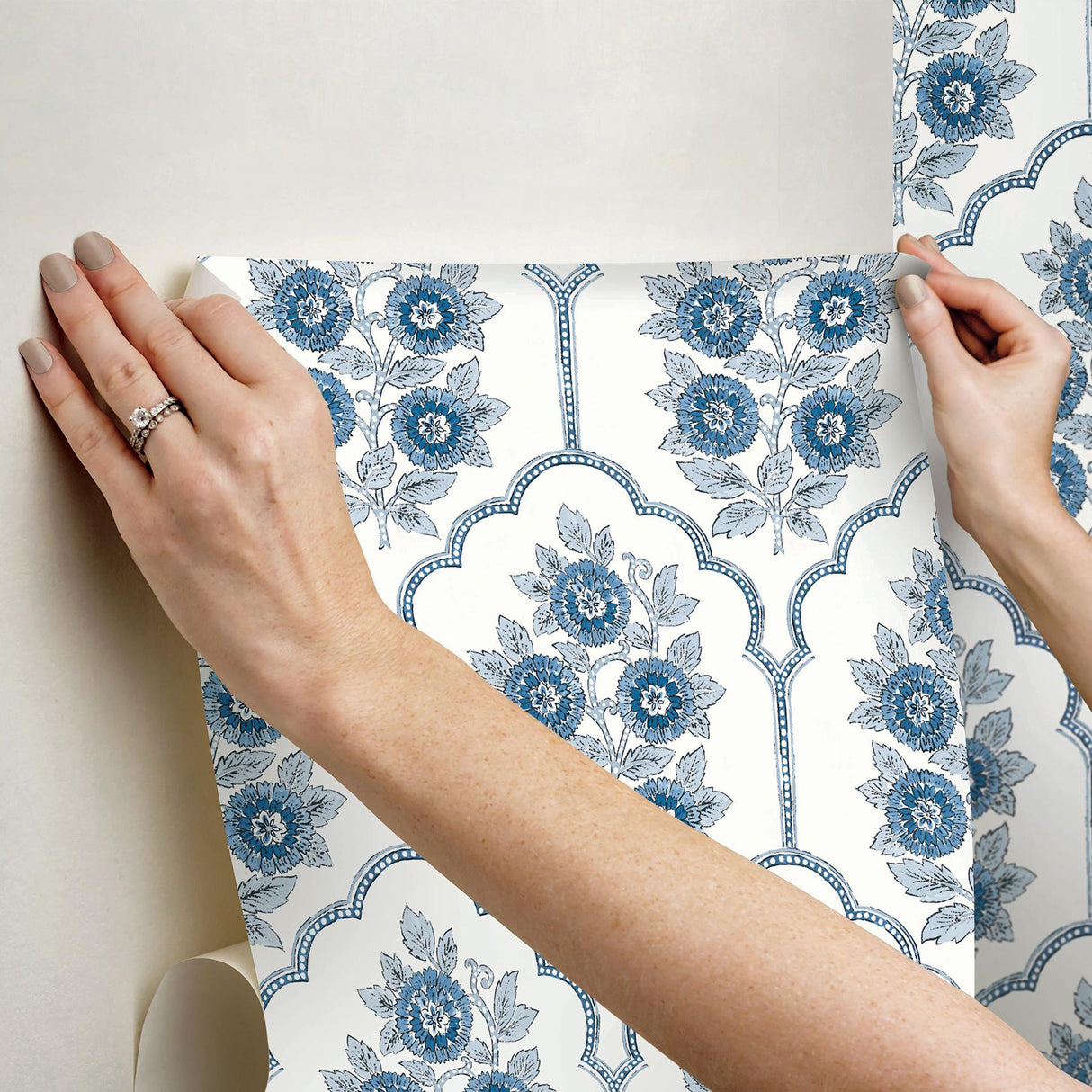 York Floral Bazaar Delft Blue Peel & Stick Wallpaper