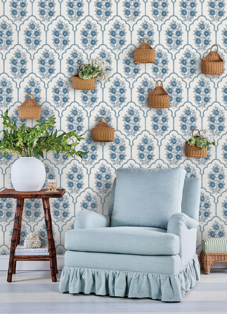 York Floral Bazaar Delft Blue Peel & Stick Wallpaper