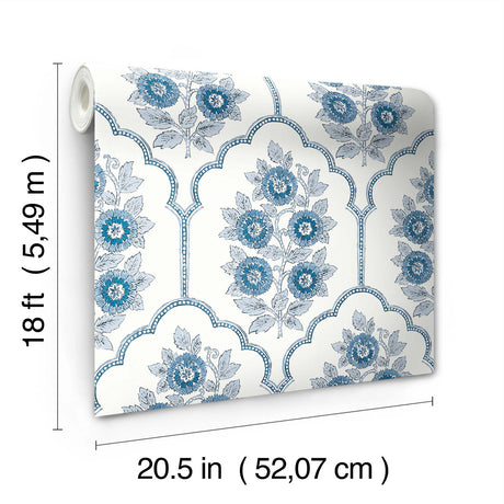 York Floral Bazaar Delft Blue Peel & Stick Wallpaper