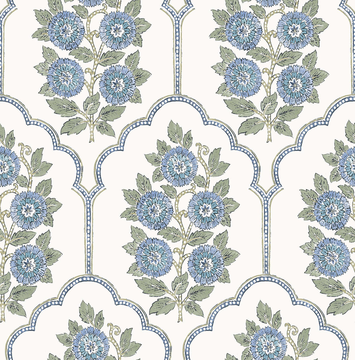 York Floral Bazaar Green and Blue Peel & Stick Wallpaper