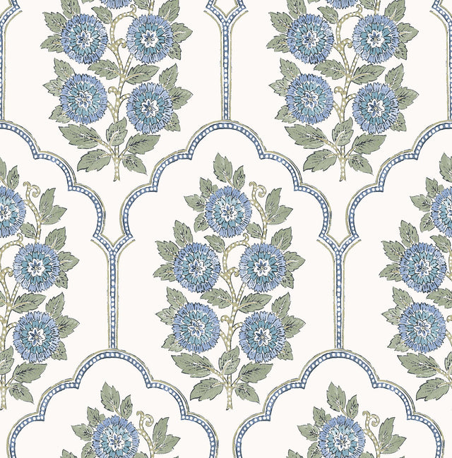 York Floral Bazaar Green and Blue Peel & Stick Wallpaper