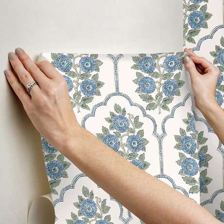 York Floral Bazaar Green and Blue Peel & Stick Wallpaper