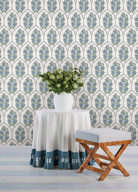 York Floral Bazaar Green and Blue Peel & Stick Wallpaper