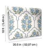 York Floral Bazaar Green and Blue Peel & Stick Wallpaper
