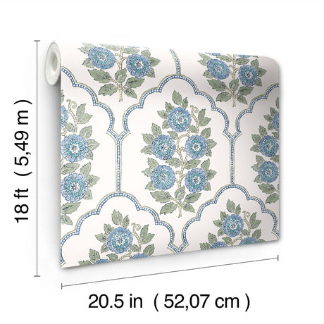 York Floral Bazaar Green and Blue Peel & Stick Wallpaper