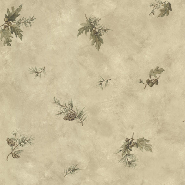 York Brimstone Brown Forest Leaf Toss Wallpaper