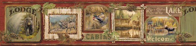 York Poinsett Dark Red Cabin Fever Border