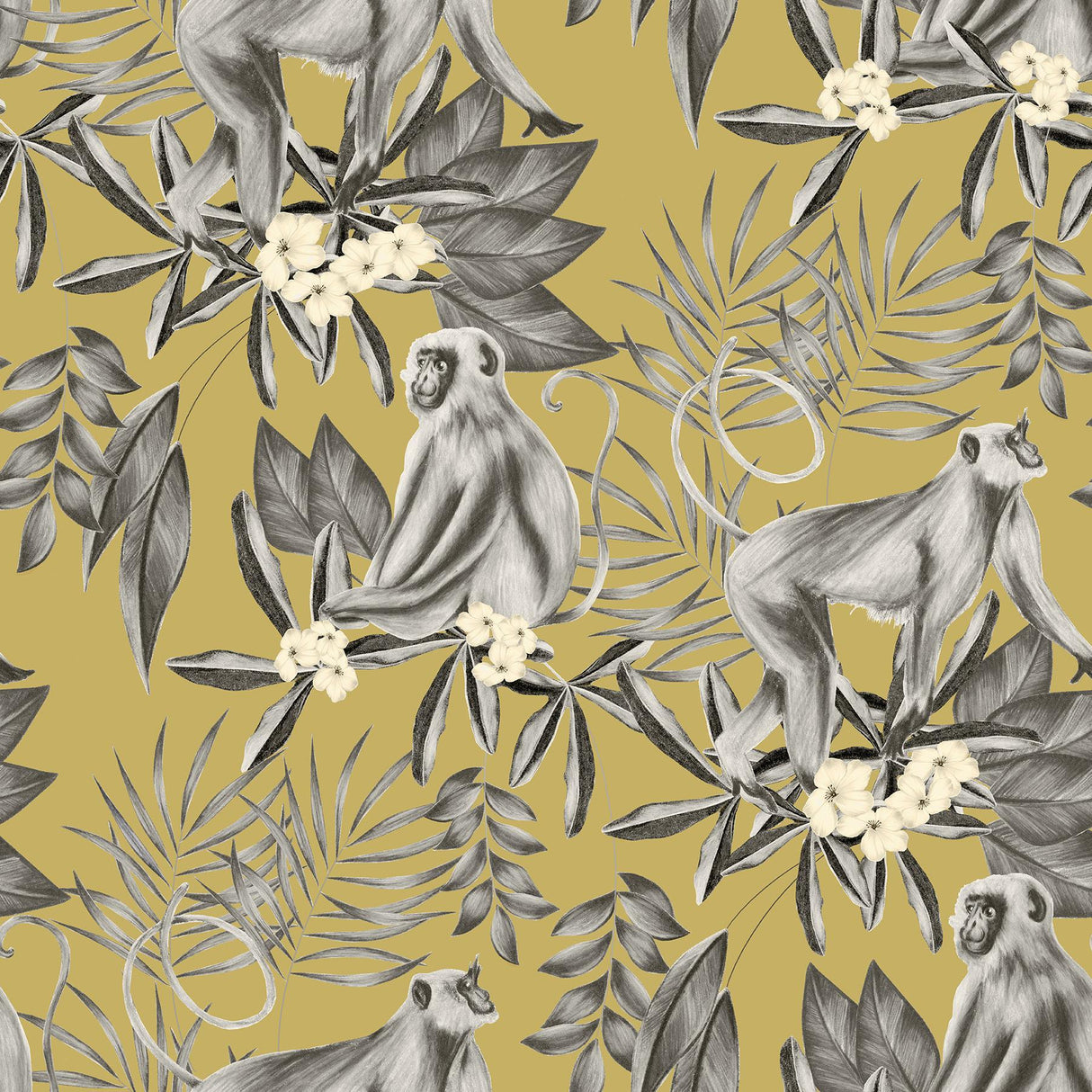 York Morris Mustard Tropical Jungle Wallpaper