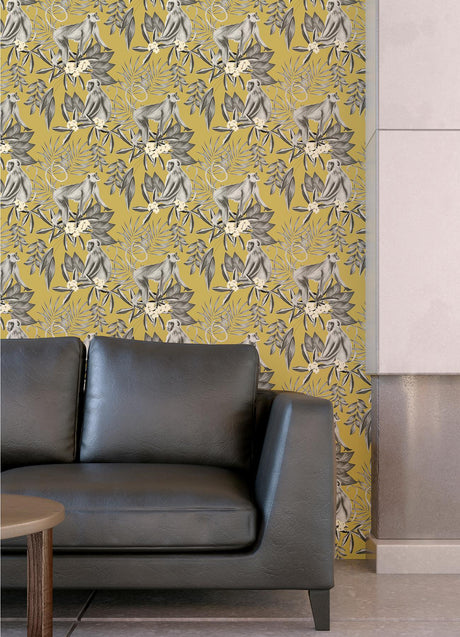 York Morris Mustard Tropical Jungle Wallpaper