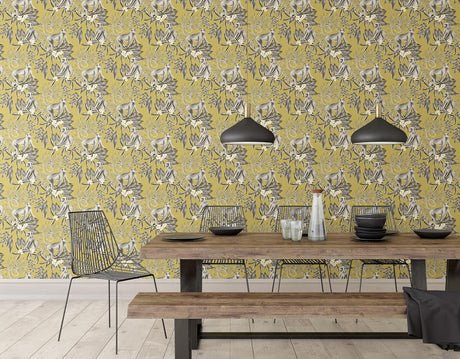 York Morris Mustard Tropical Jungle Wallpaper