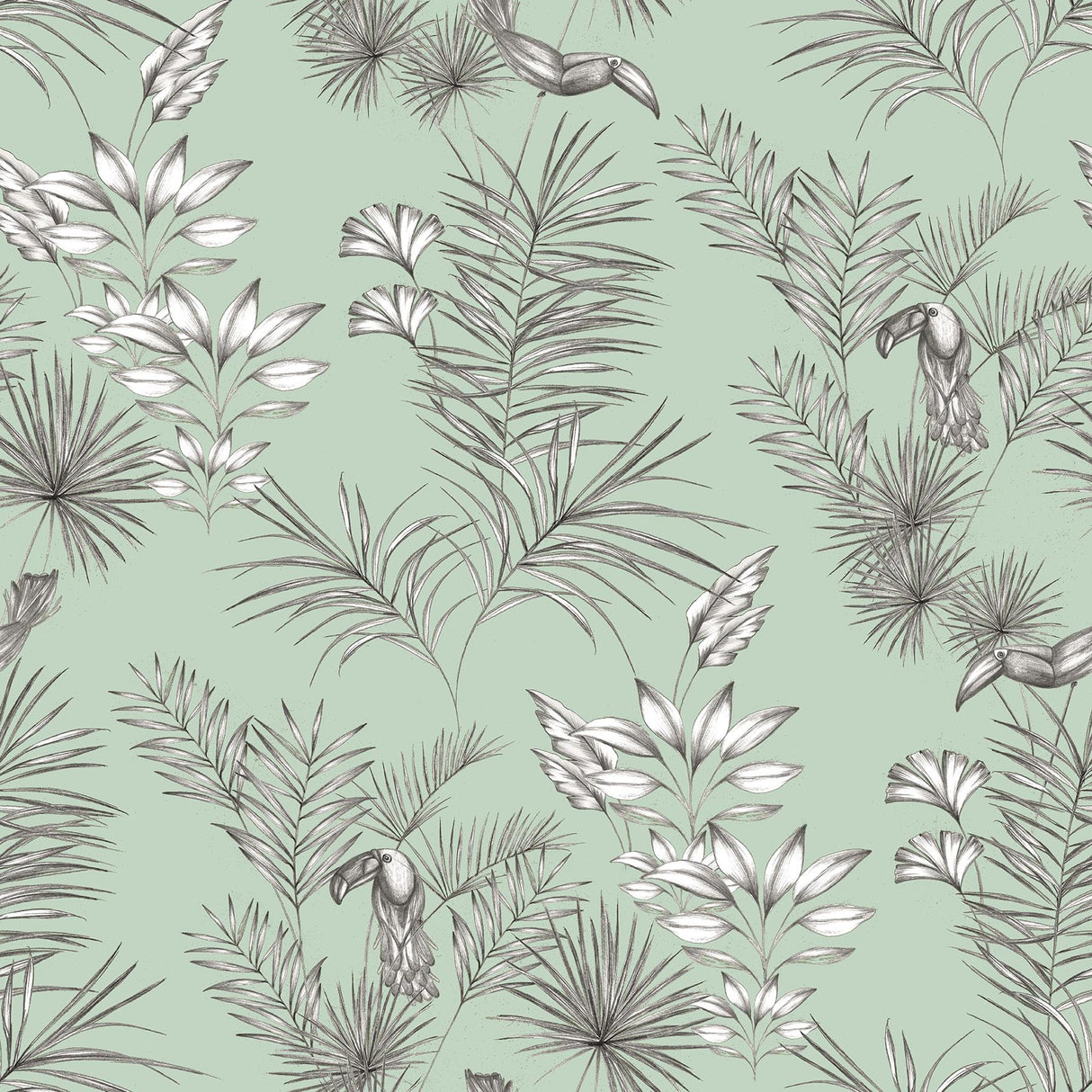 York Shelly Mint Toucan Toile Wallpaper