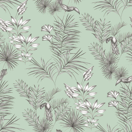 York Shelly Mint Toucan Toile Wallpaper