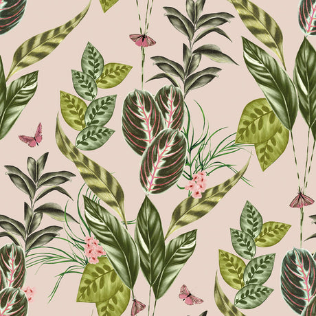 York Spirit Light Pink Tropical Foliage Wallpaper