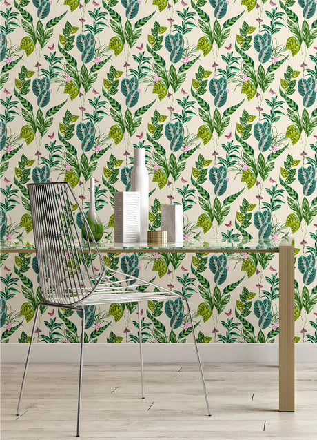 York Spirit Green Tropical Foliage Wallpaper