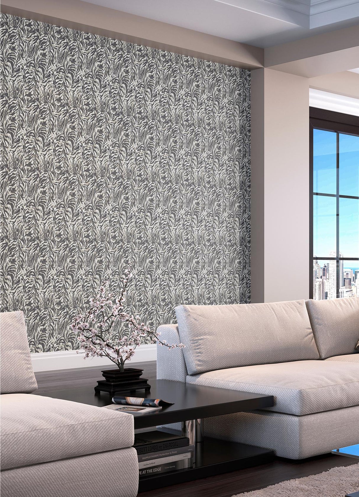 York Davy Charcoal Zebra Wallpaper
