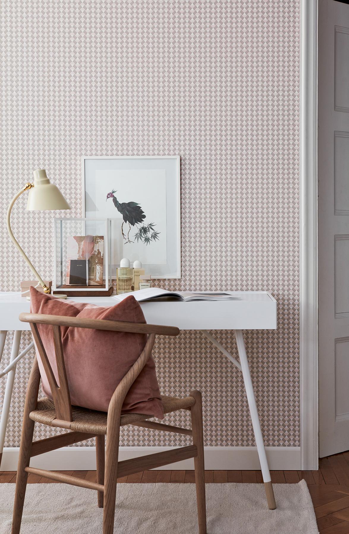 York Arne Blush Geometric Wallpaper