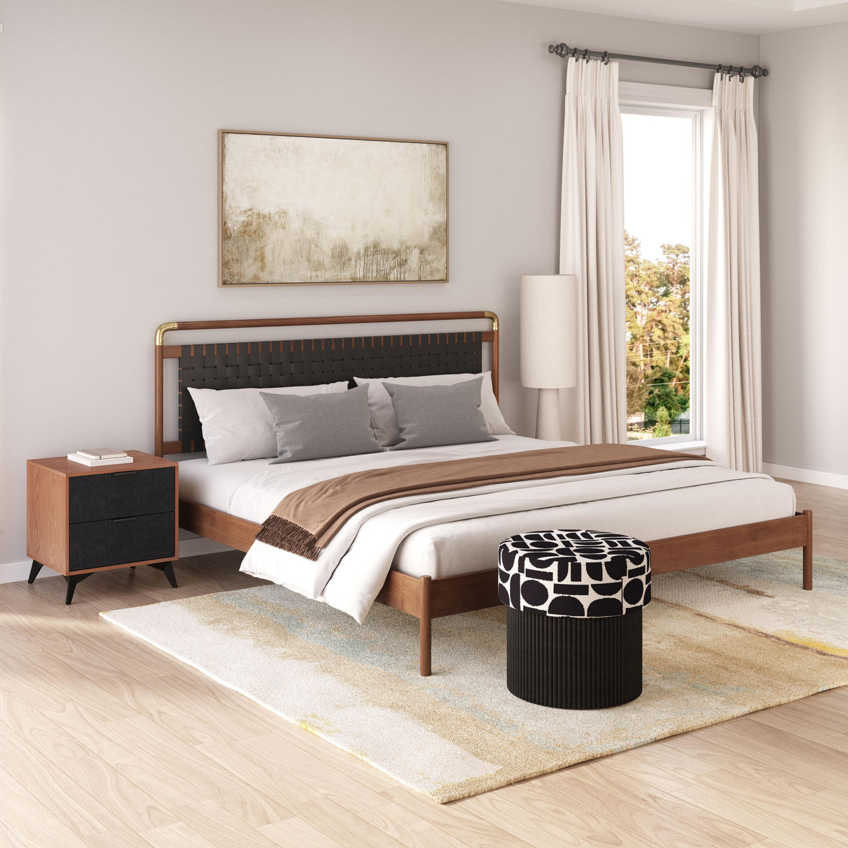 ZUO Netz King Bed Black & Walnut
