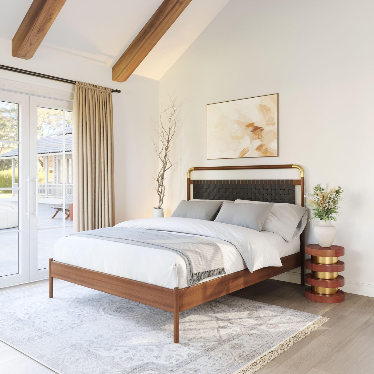 ZUO Netz Queen Bed Black & Walnut