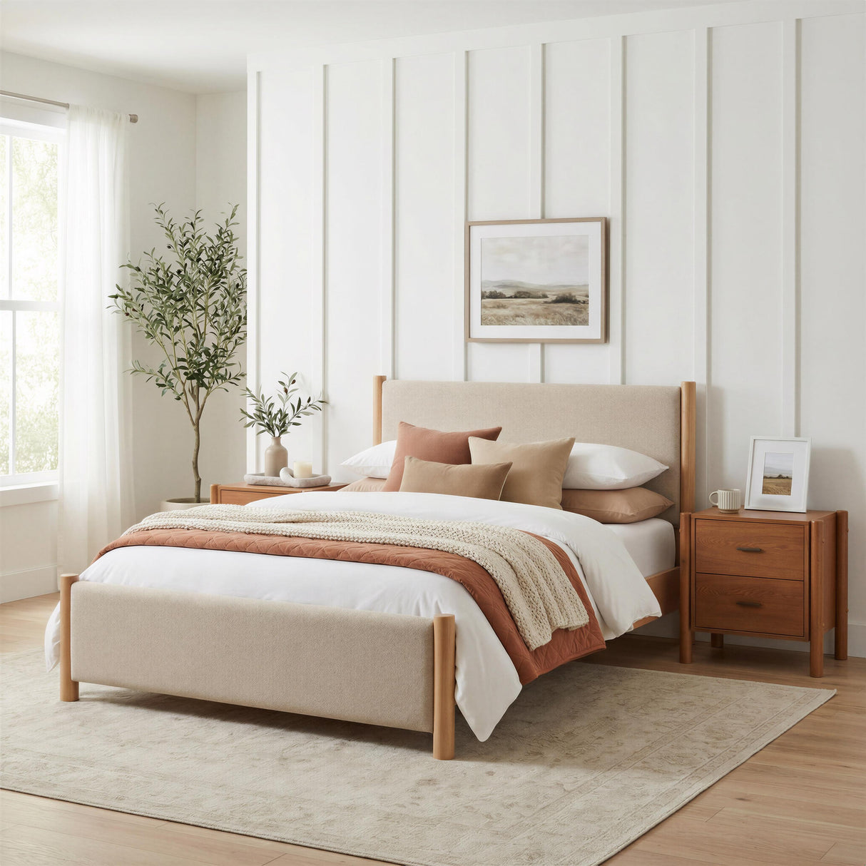 ZUO Hadi Queen Bed Beige & Natural