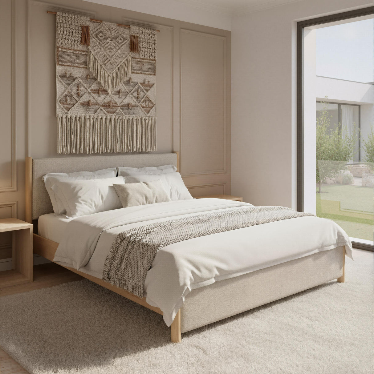ZUO Hadi King Bed Beige & Natural