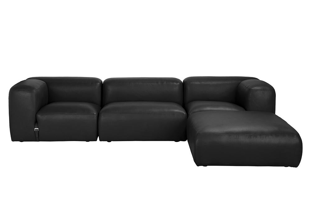 NOIR Augustus Modular Sofa Middle Santosa Matte Black Leather
