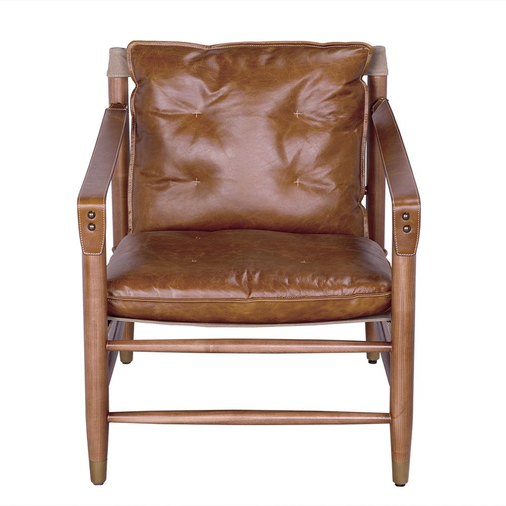 NOIR Luther Chair Cuba Brown Leather W/Canvas