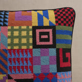 Schumacher Multi 16" x 16" Graphic Blocks Needlepoint Pillow