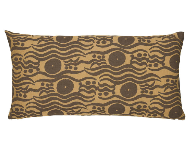 Schumacher Ochre & Brown 24" x 12" Bosphorous Hand Block Pillow