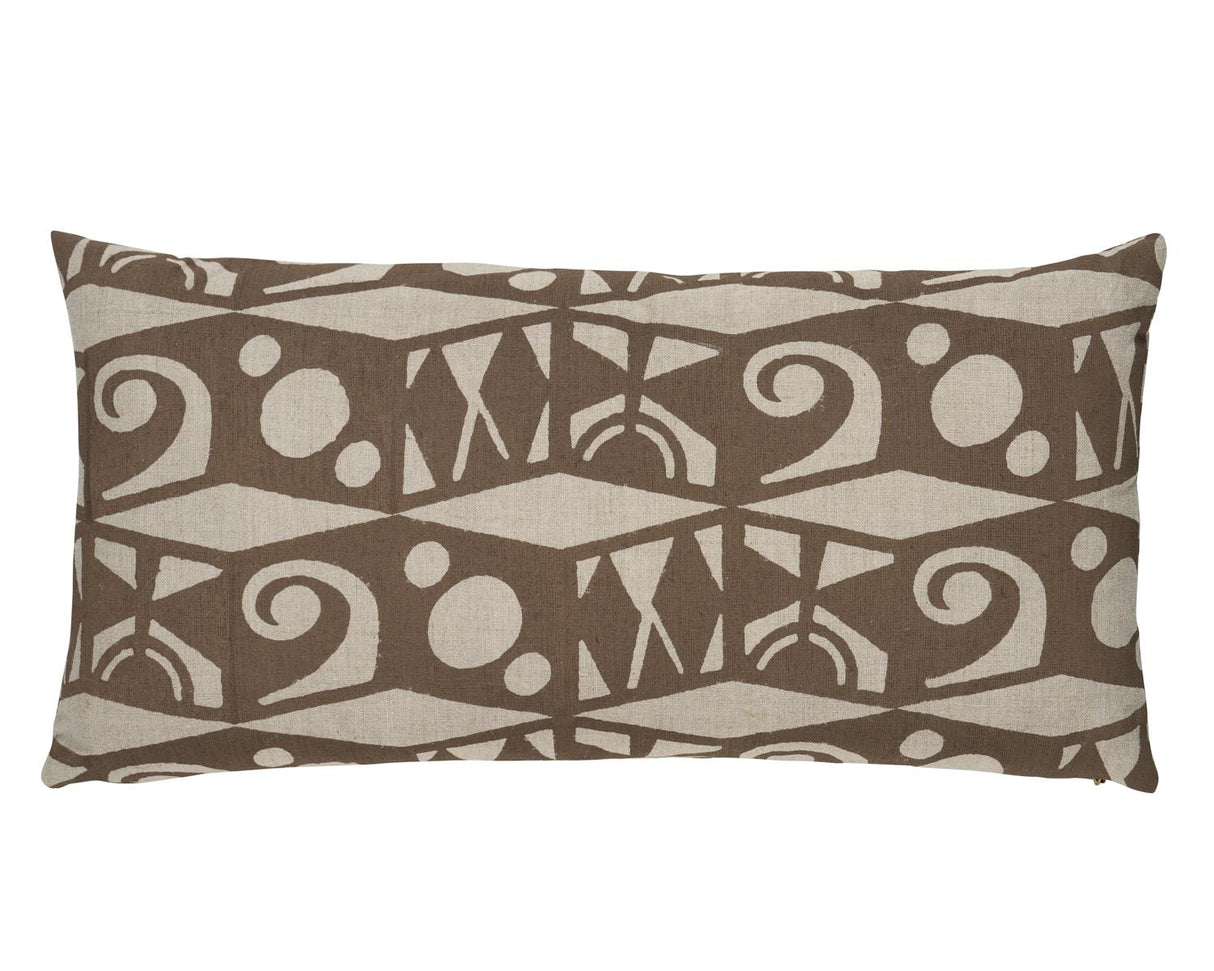 Schumacher Brown 24" x 12" Tarot Hand Block Pillow