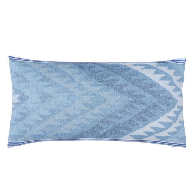 Schumacher Blues 24" x 12" Shabba Warp Print Pillow