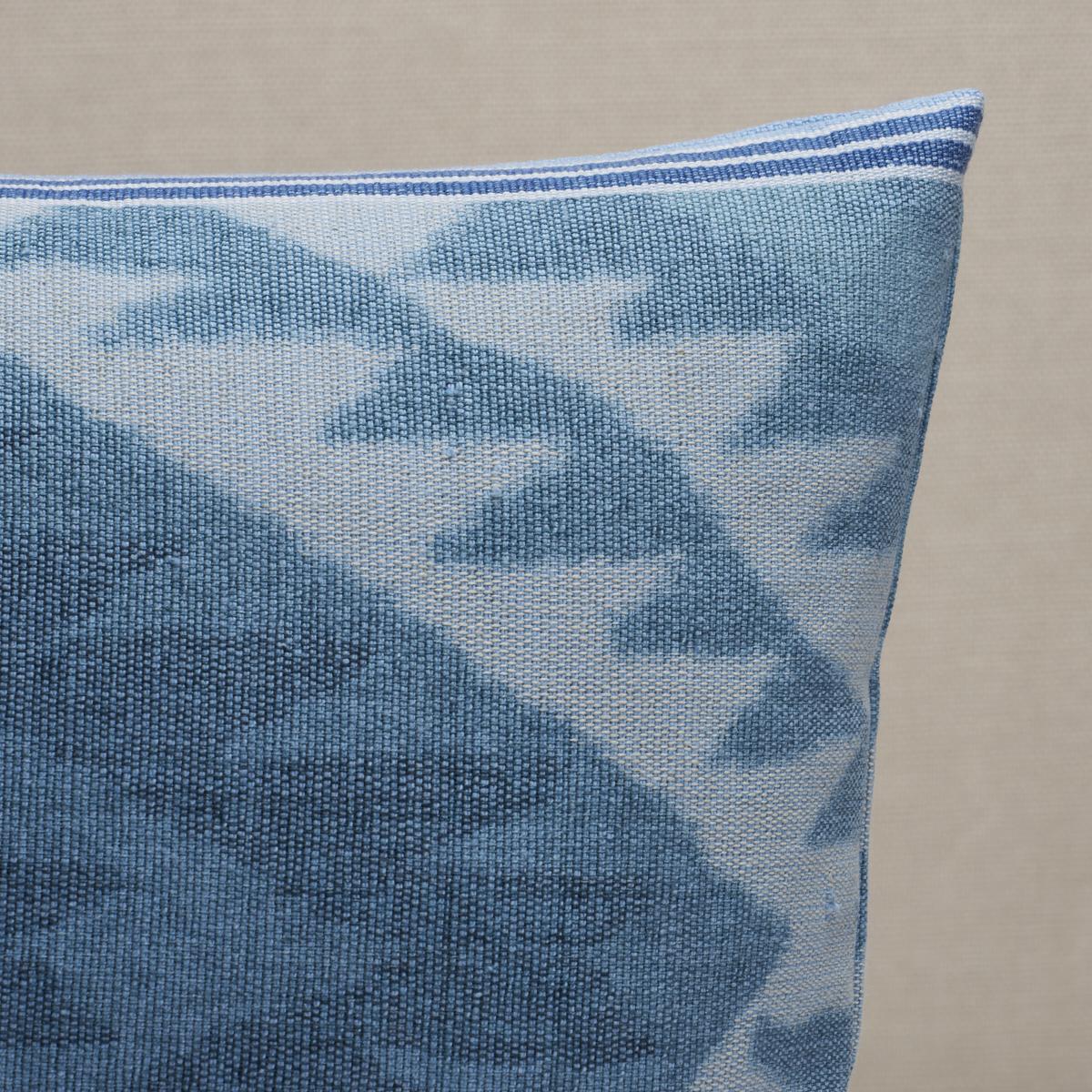 Schumacher Blues 24" x 12" Shabba Warp Print Pillow