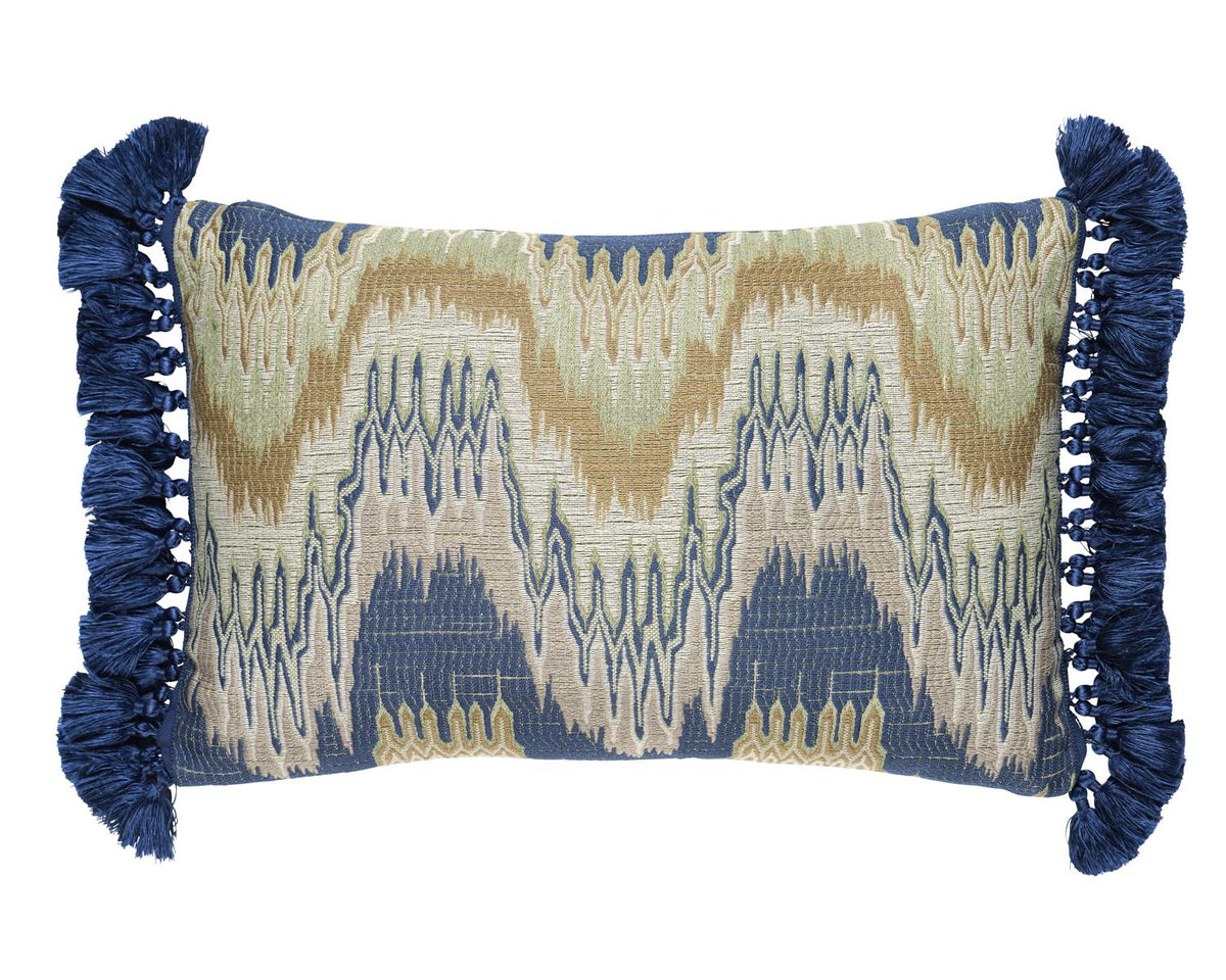 Schumacher Indigo 18" x 12" Elio Flamestitch Pillow