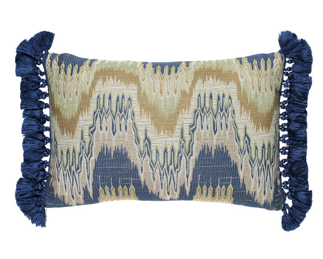 Schumacher Indigo 18" x 12" Elio Flamestitch Pillow