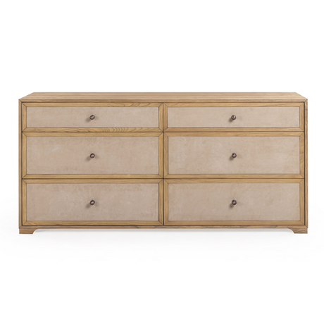 TOV Laurentis 64" Light Taupe Suede and Wood 6-Drawer Dresser