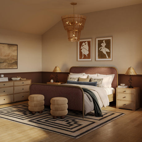 TOV Laurentis 64" Light Taupe Suede and Wood 6-Drawer Dresser