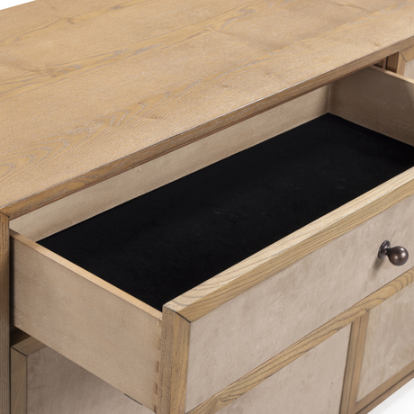 TOV Laurentis 64" Light Taupe Suede and Wood 6-Drawer Dresser