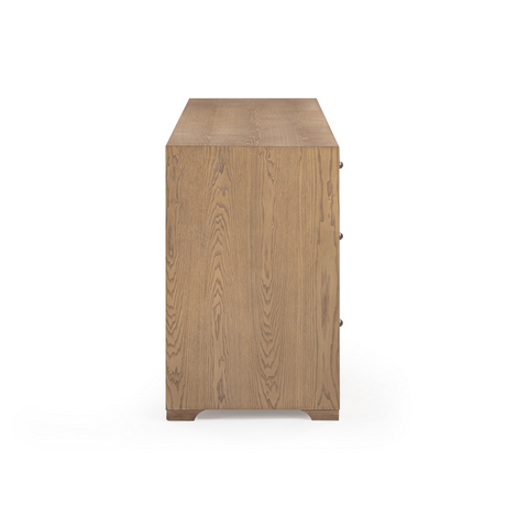 TOV Laurentis 64" Light Taupe Suede and Wood 6-Drawer Dresser