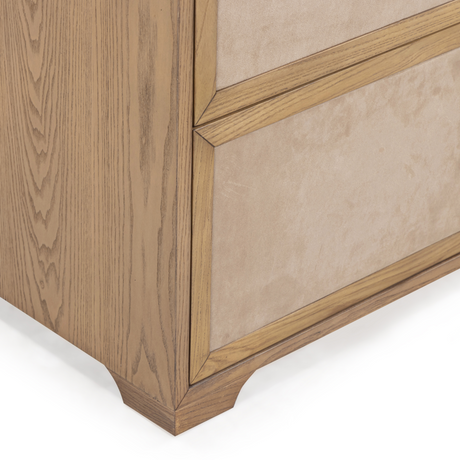 TOV Laurentis 64" Light Taupe Suede and Wood 6-Drawer Dresser