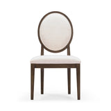 TOV Mila Dark Brown and Beige Performance Fabric Dining Chair - Set of 2