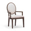 TOV Mila Dark Brown and Beige Performance Fabric Dining Armchair