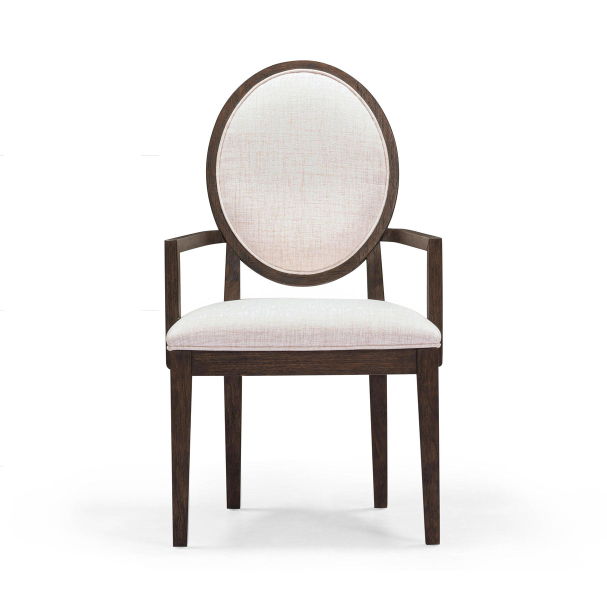 TOV Mila Dark Brown and Beige Performance Fabric Dining Armchair